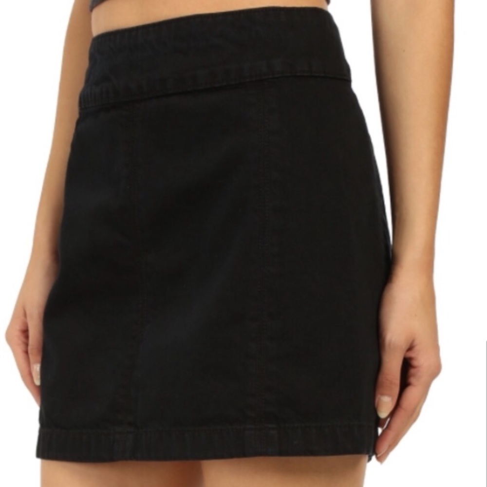 [Free People] Zip It Denim Miniskirt 10 Black
